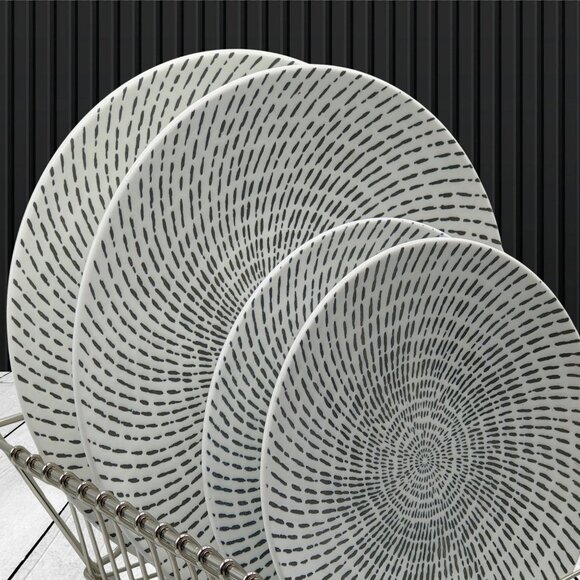 Modern Boho Ceramic Plate Set – 4pcs, Handcrafted Look, 2 Large + 2 Medium - Picture 2 of 10